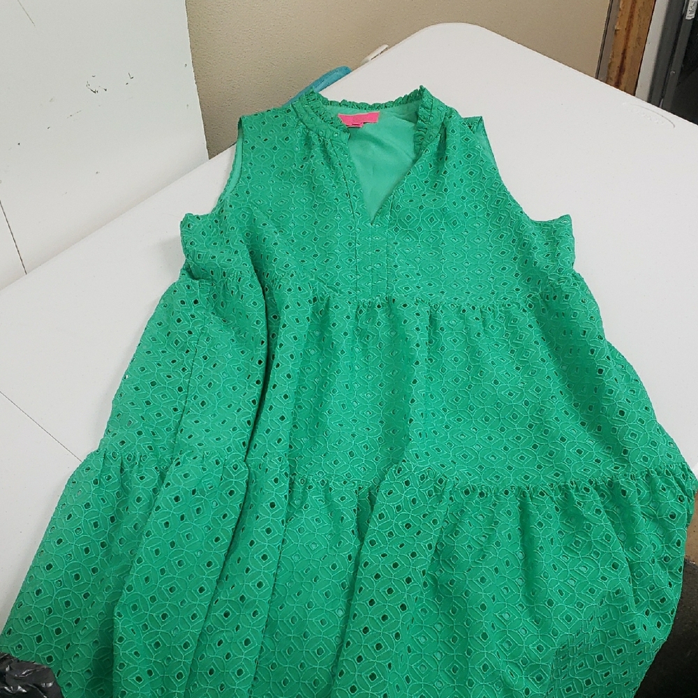 Lilly Pulitzer Green Sleeveless Sundress with V-Neck